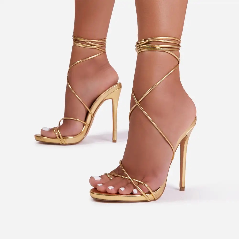 EGO OFFICIAL GOLD LACE UP HEELS